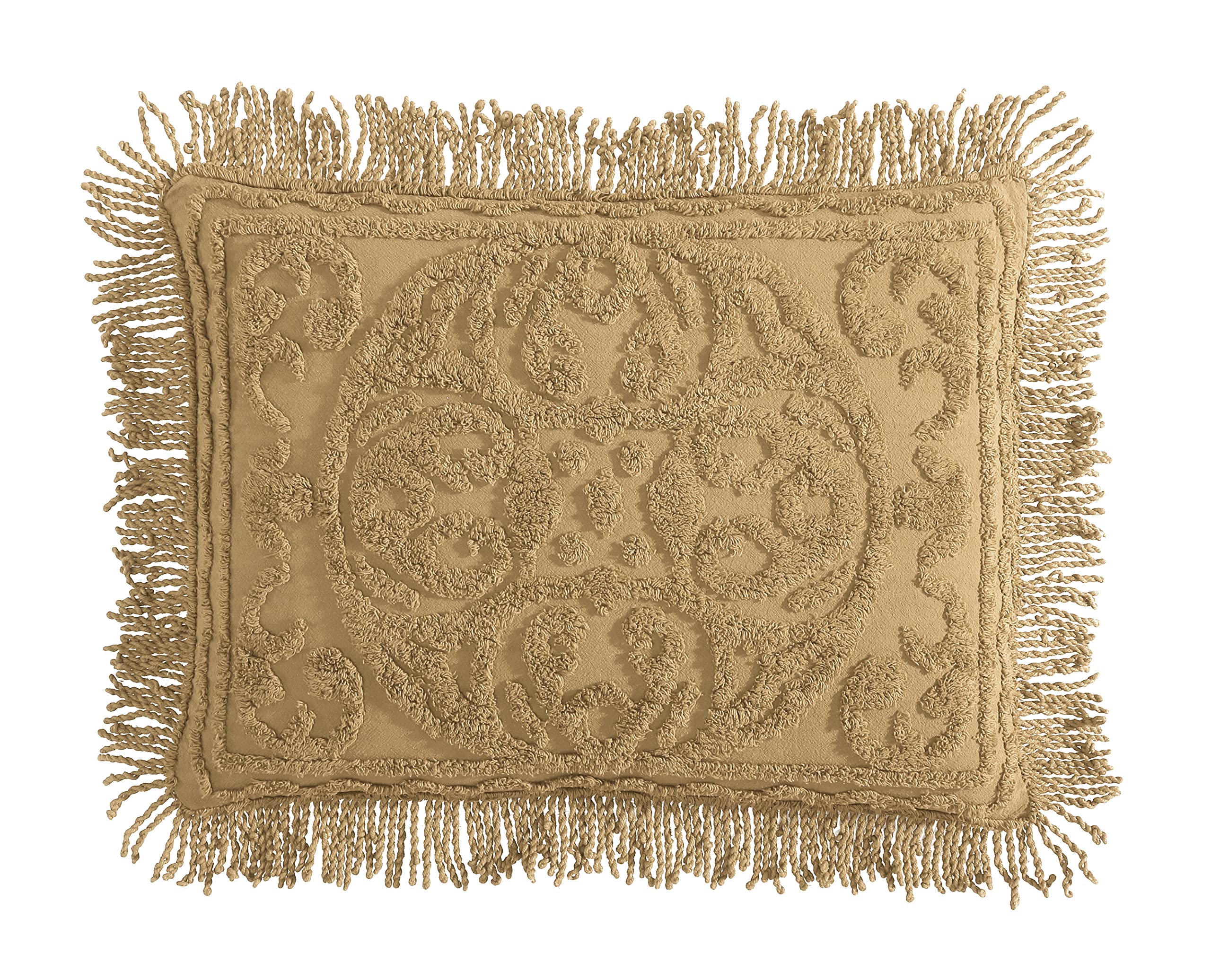 Beatrice Home Fashions Medallion Standard Cotton Chenille Sham, Gold