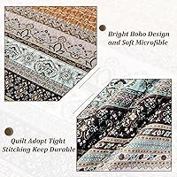 Vista 5 de WONGS BEDDING Boho Fall Queen Quilt Set, Brown Bohemian Queen Quilt Bedding Set, Lightweight Microfiber Bed Decor Bedspread for All Season 96"x90"(3