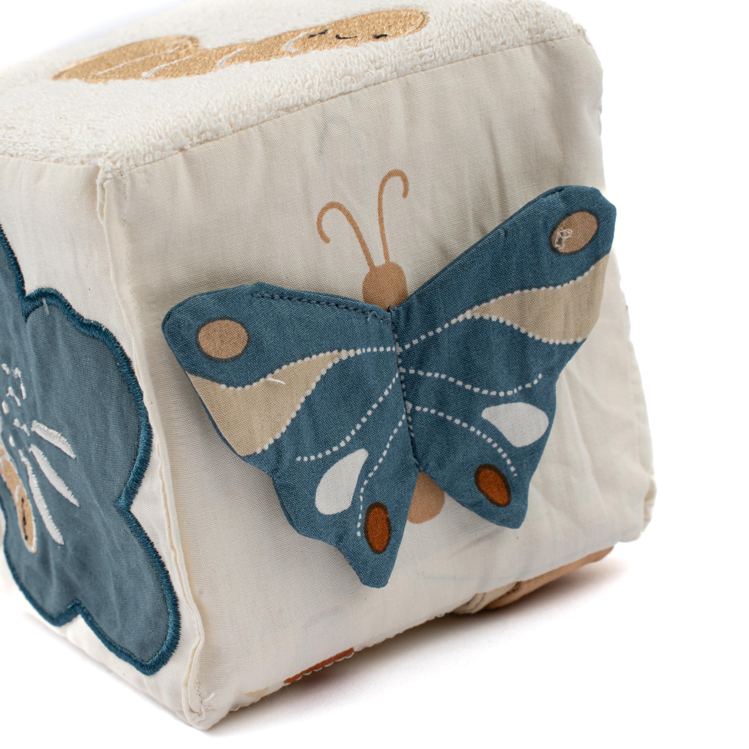 Fabelab Cube D'Activité Bébé – Tissu 100% Coton Bio, Multifonctionnel, Sensoriel, Dès La Naissance, Lavable 30°C