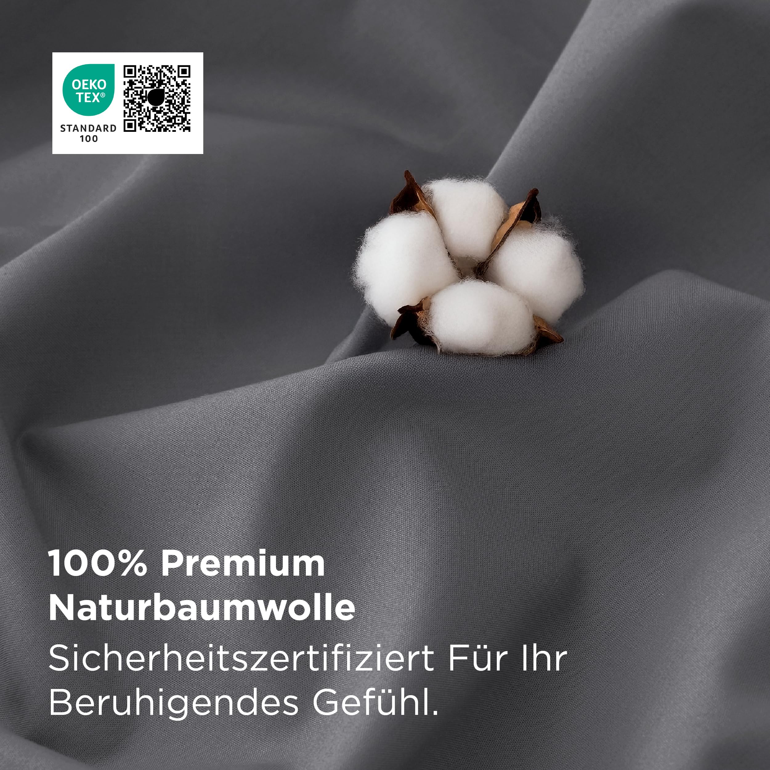 BEDSURE Bettwäsche 135x200 Baumwolle 4teilig - Bettwäsche-Sets für Kinder und Erwachsene, 2 Bettbezug & 2 Kissenbezüge 80x80 cm, Oeko-TEX Bedding Dunkelgrau Grau mit Reißverschluss