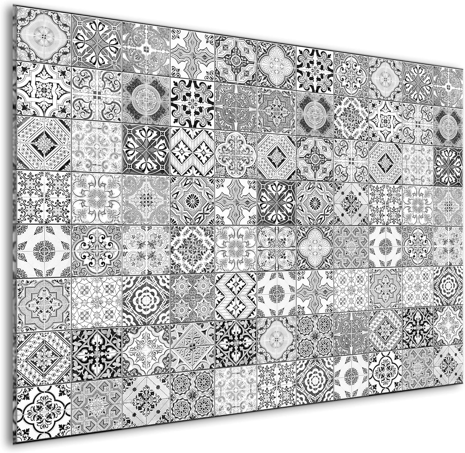 murando Glass Splashback for Kitchen Backsplash Cooker Protector Tempered Glass Decorative Wall Art Panel Heat Resistant Graphic 80x60 cm / 32"x24" Tlies Mosaic f-B-0288-aq-e