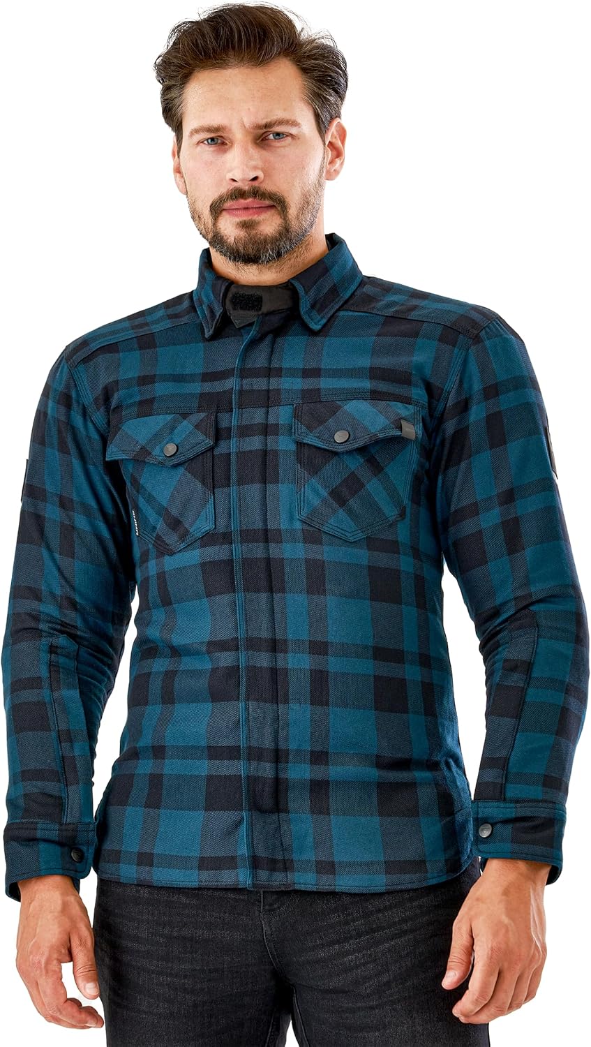 SHIMA Renegade 2 Motorbike Shirt for Men AirForce Back Protector Armour Riding Motorcycle Jacket Stretch Bikers Ventilated Lightweight Armoured Bike Textile Motorcycles (Mens, Blue, 5XL) - Image 2