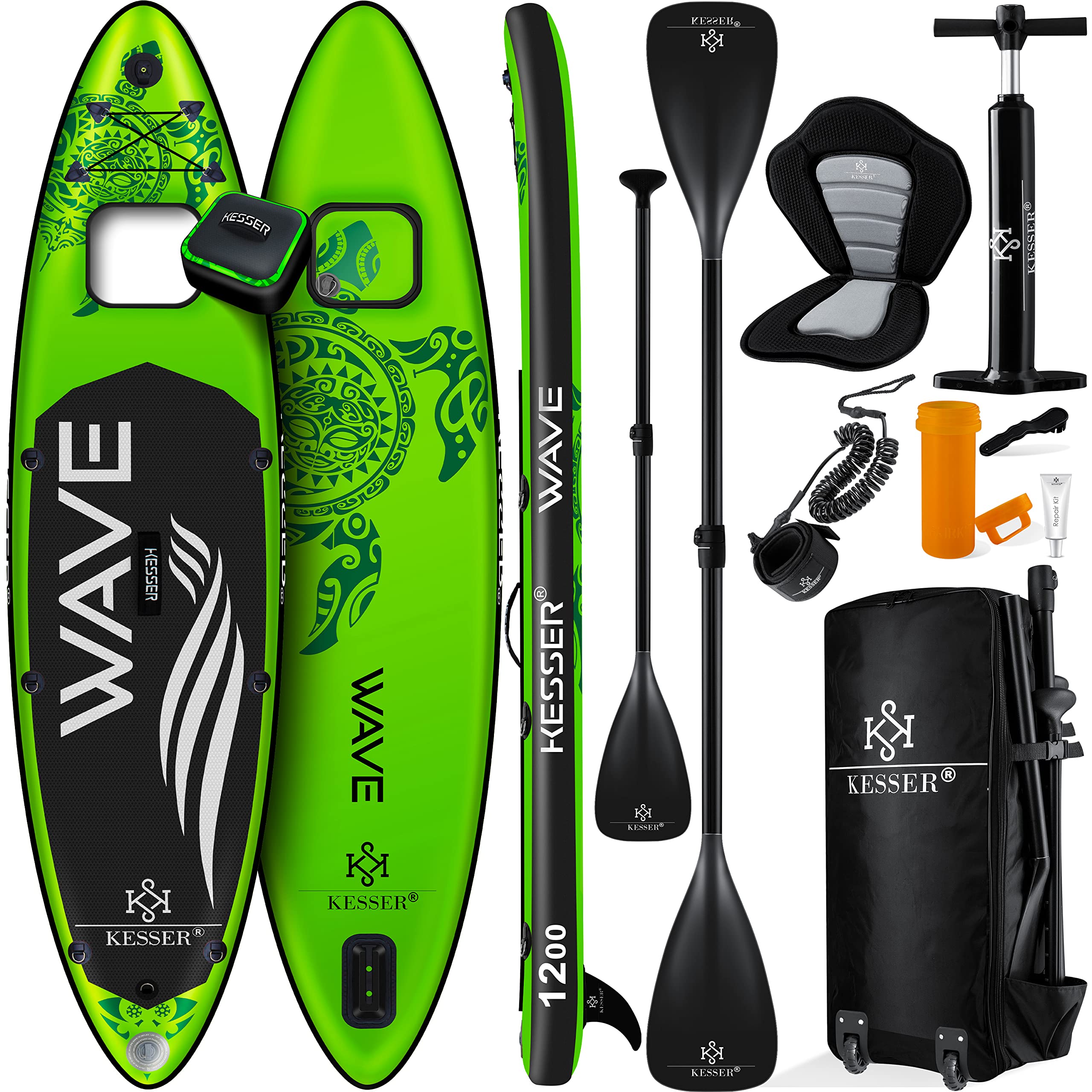 KESSER SUP Inflabile Professionale - Tavola Da Paddle Con Pompa, Zaino E Sedile Kayak - Foto 4