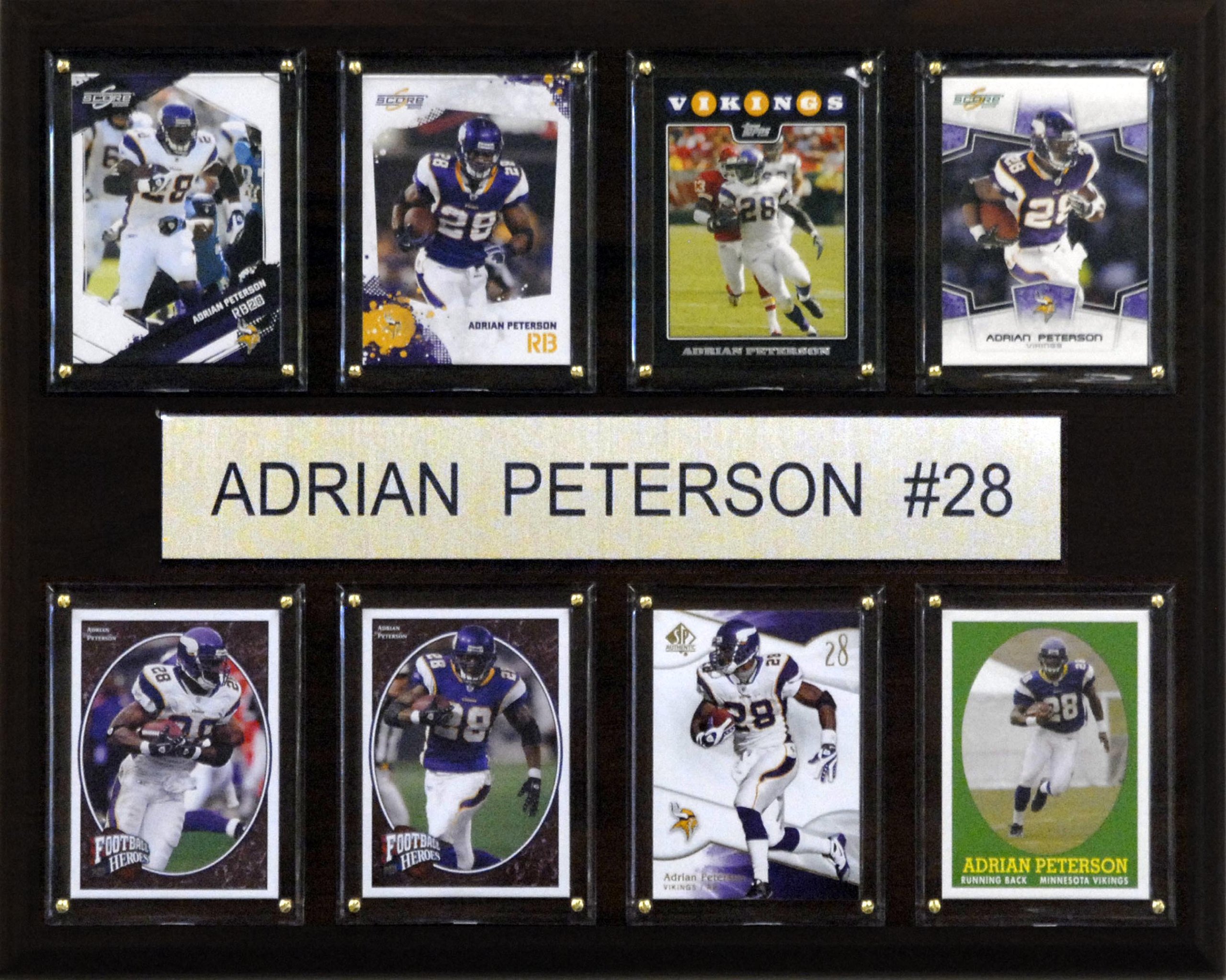 NFL Adrian Peterson Minnesota Vikings 8 Card Plaque