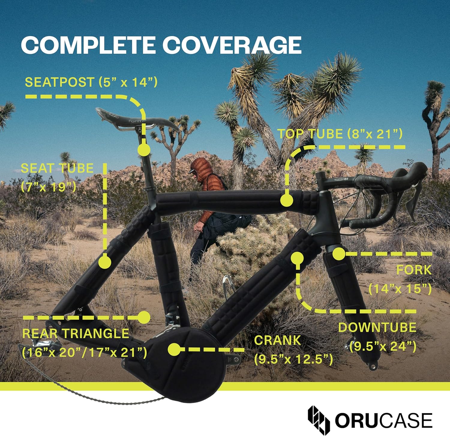 ORUCASE Universal Bike Frame Protection Kit, Padded Bicycle & Chainstay Travel Case Armor, Road, Gravel & MTB/Mountain Bike Protector for Plane, 7-Pcs