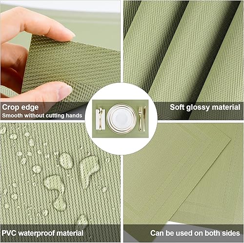 Miniatura 4 de DSJIFGEW Manteles individuales, manteles individuales para cocina, comedor, resistentes al calor, antideslizantes, lavables, de PVC, fáciles de