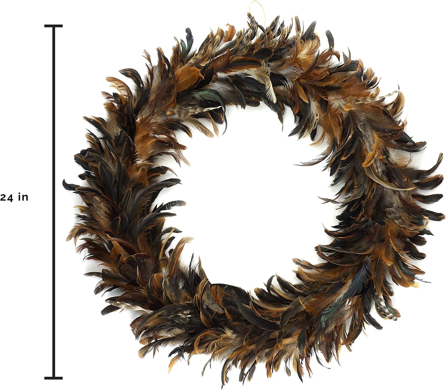 Natural Schlappen Feather Christmas Wreath - 24" Brown Farmhouse Autumn or Fall Decor