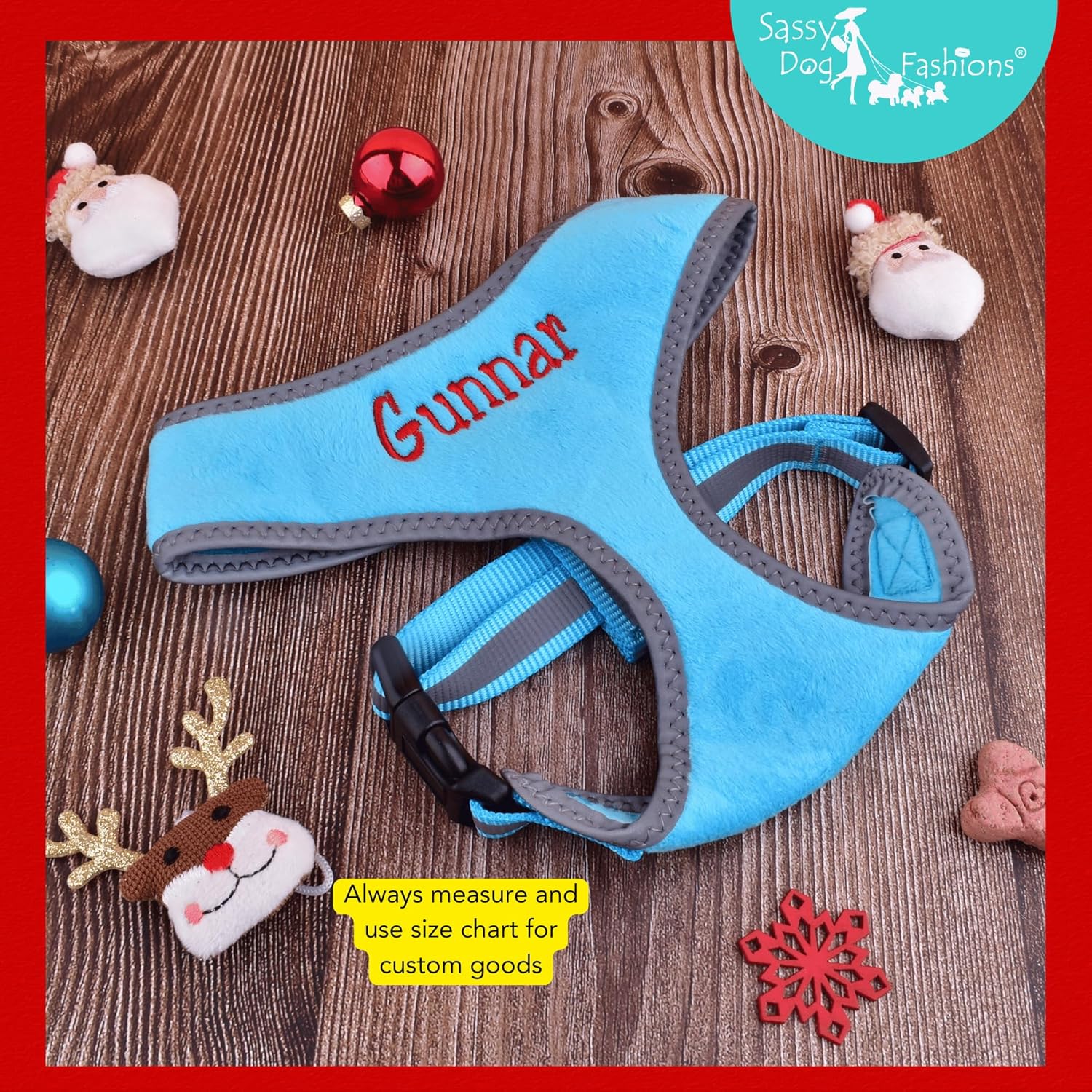 Personalized Dog Harness with Embroidered Pet Name, Soft Padded Reflective Dog Harnesses for Small to Medium Dogs No Pull-Adjustable Plush Puppy Walking Vest (Large, Blue)