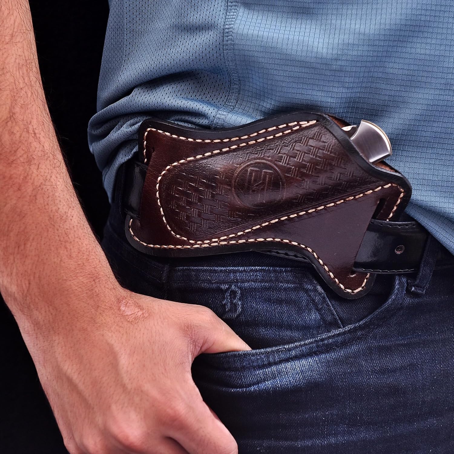 Leather Knife Sheath for Belt Pocket Folding Knife Holder Compact Draw Knifes,Tool Belt for Knives,EDC Tools Holster