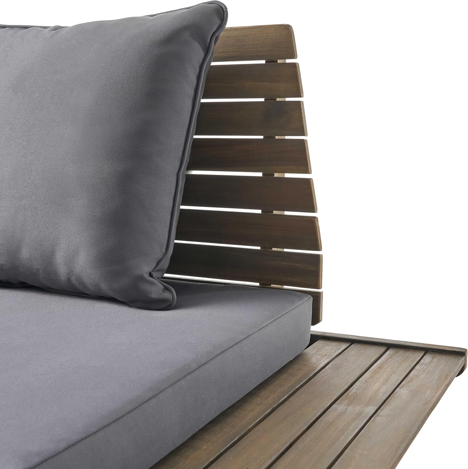 Christopher Knight Home Outdoor Wooden Loveseat with Cushions, Dark Gray and Gray Finish