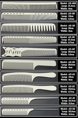 Miniatura 9 de Peine de pelo antiestático resistente al calor de peluquería profesional de peluquería blanca para peluquería (8 unidades, blanco) 8 piezas