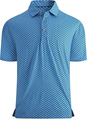 Alex Vando Mens Golf Shirt Moisture Wicking Quick-Dry Print Performance Polo Shirts for Men