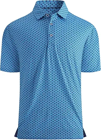 Alex Vando Mens Golf Shirt Moisture Wicking Quick-Dry Print Performance Polo Shirts for Men
