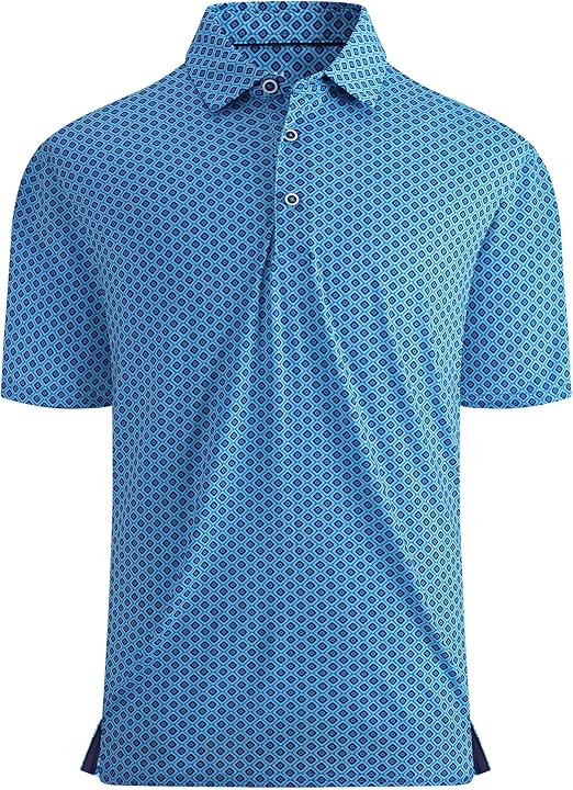 Alex Vando Mens Golf Shirt Moisture Wicking Quick-Dry Print Performance Polo Shirts for Men