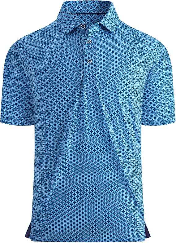 Alex Vando Mens Golf Shirt Moisture Wicking Quick-Dry Print Performance Polo Shirts for Men