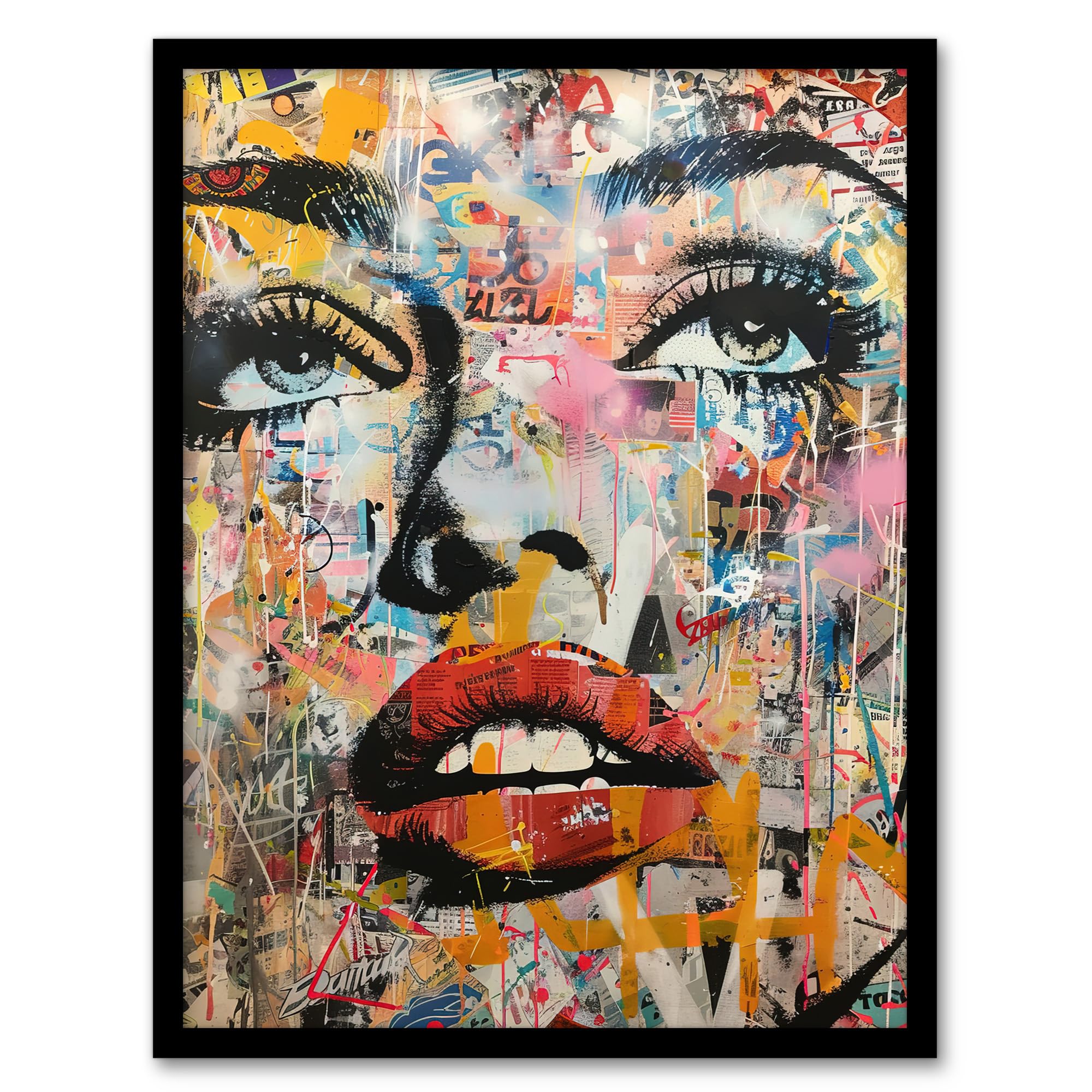 Artery8 Vintage Pop Art Portrait Street Art Graffiti Wall Art PrintA4 Size from B&Q