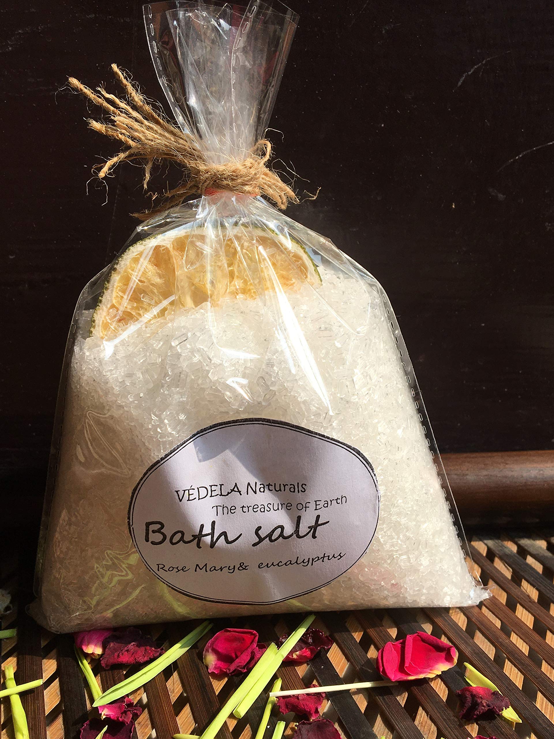 VÉDELA Naturals-Bath Salt -Aromatherapy Bath Salt-Gift Bag | Purest Form of Salt | Essential oils Rose marry - Eucalyptus |- 200GRM-image-23