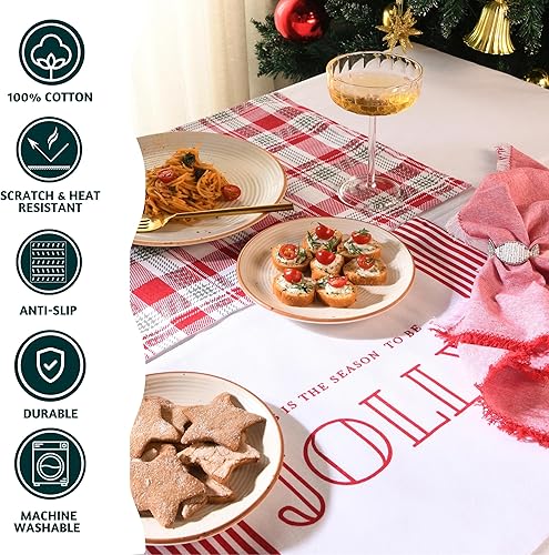 Miniatura 2 de Folkulture Juego de 6 manteles individuales de Navidad, 14 x 19 pulgadas, 100 % algodón, lavables o bohemios, manteles individuales de Navidad para