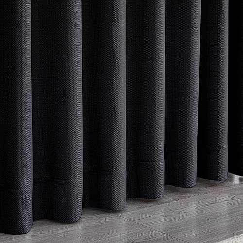 Miniatura 8 de Chyhomenyc Bella - Cortinas opacas de lino sintético de 84 pulgadas de largo, 2 paneles con aislamiento térmico, reducción de ruido cálido, con
