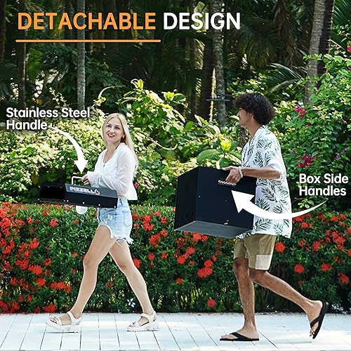 Miniatura 5 de PIZZELLO Horno de pizza 4 en 1 para exteriores, horno exterior de leña de 16 pulgadas, máquina de pizza desmontable de 2 capas con piedra para