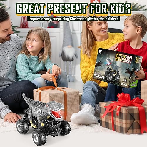 Vista 8 de Auto a control remoto, 2.4GHz 118 RC Cars con luz, 98 pies 8 KMH 2 baterías recargables, camión de juguete de control remoto todo terreno, Navidad