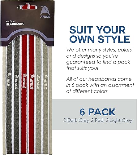 Vista 56 de Athlé - Diademas delgadas para mujeres y hombres, paquete de 6, diademas elásticas para mujeres y hombres, agarre de silicona antideslizante