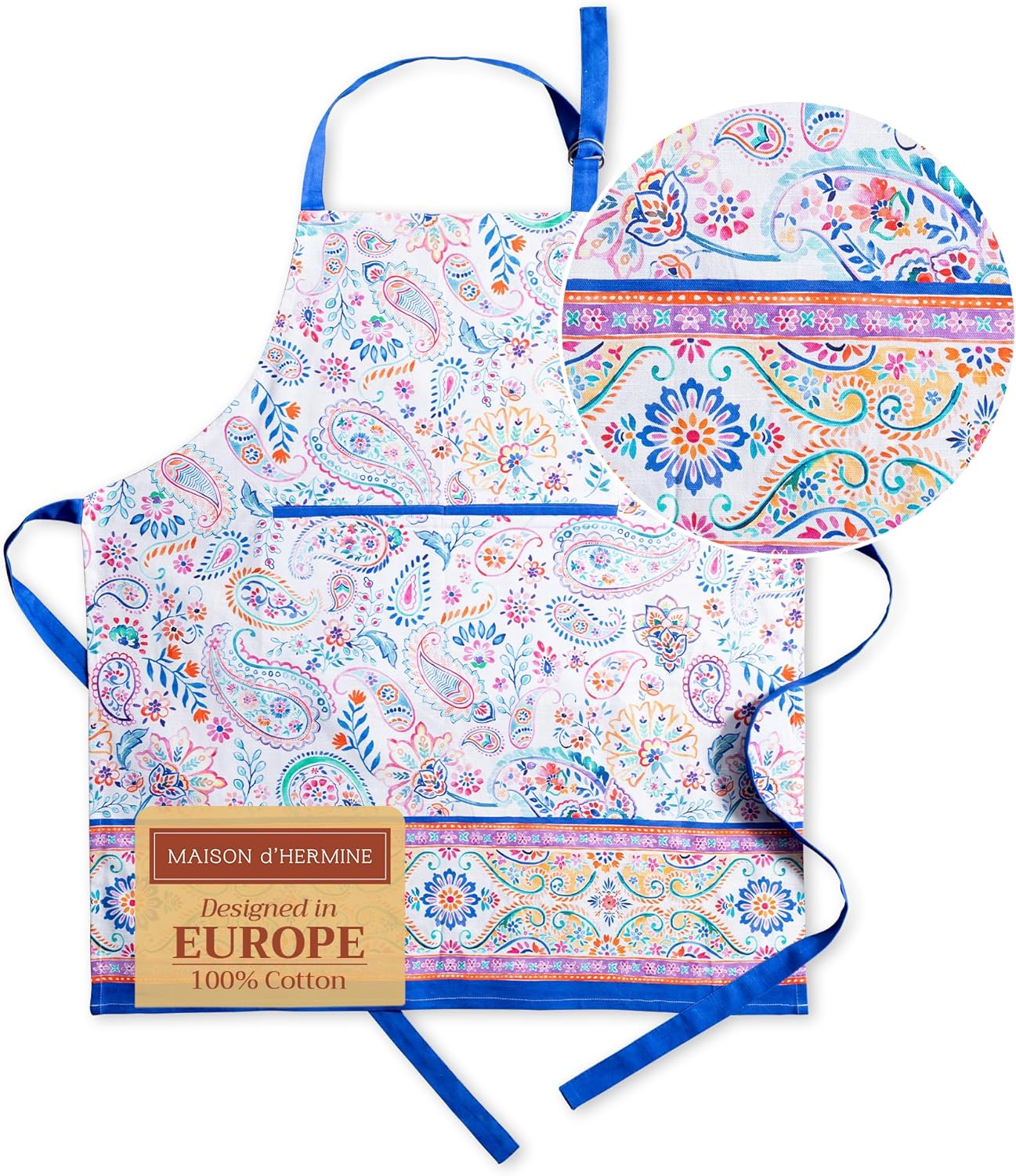 Maison d’ Hermine Delantal 100% de algodón para mujeres con bolsillo de cocina delantal de chef para hombres, cocina, jardinería, servidor, camarera