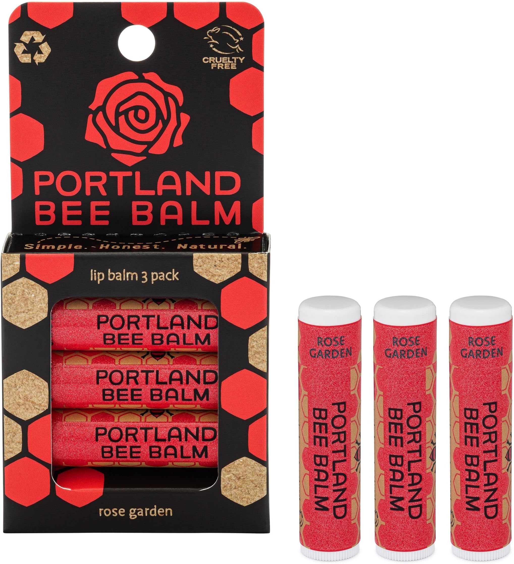 - Portland Bee Balm All Natural Handmade Beeswax Based Lip Balm, Rose Garden 3 Count