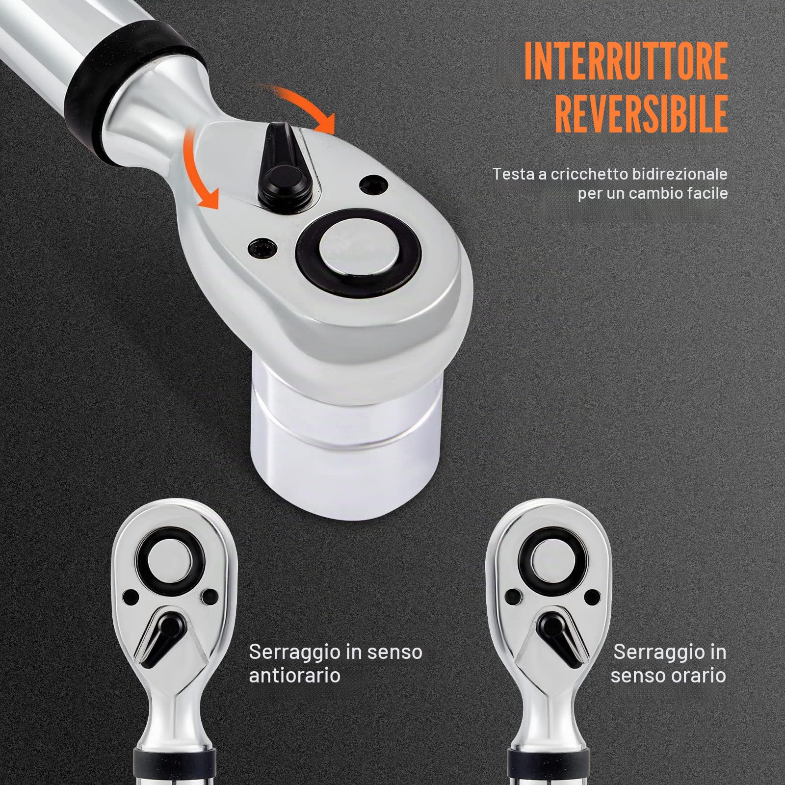 VEVOR Chiave Dinamometrica 1/2" Forza Torsione 34-340Nm Kit di Chiave Dinamometrica da Officina per Auto Moto Lettura Digitale Schermo LED Precisione ±2%, Kit di Chiave Torsiometrica 1/2" per Veicoli