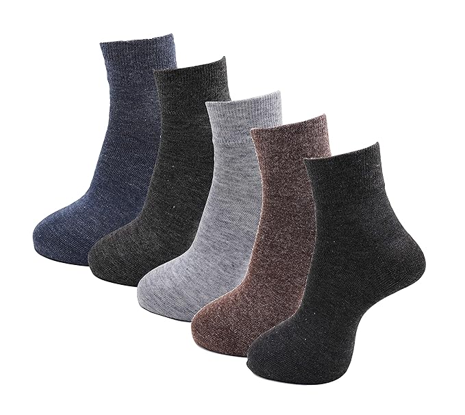 RC. ROYAL CLASS Mens Plain Ankle Length Woolen Multicolored Socks (Pack Of 5)