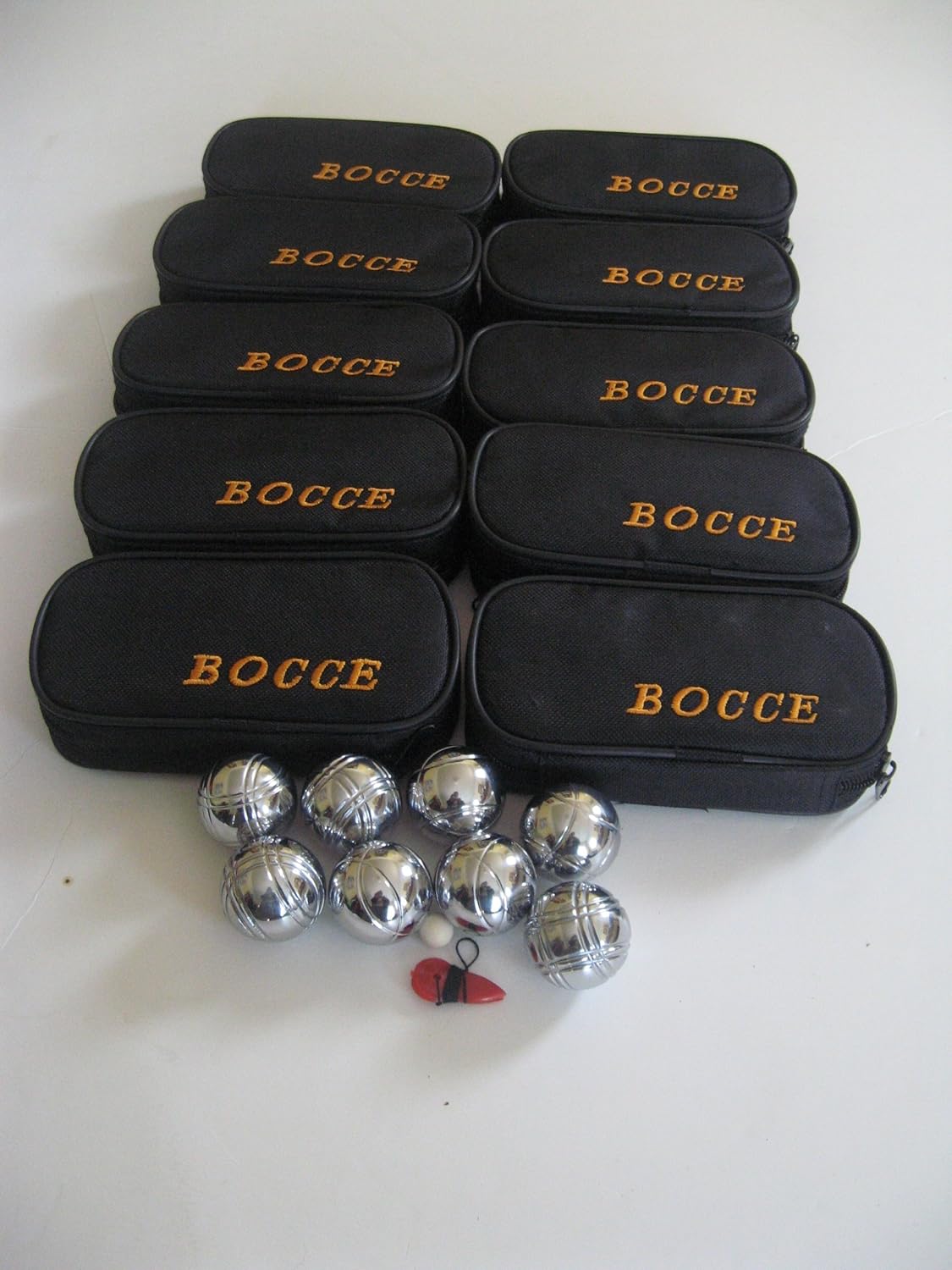BuyBocceBalls Listing- 8 Ball 35mm Metal Mini Bocce/Petanque Set with Black Bag - 10 Pack