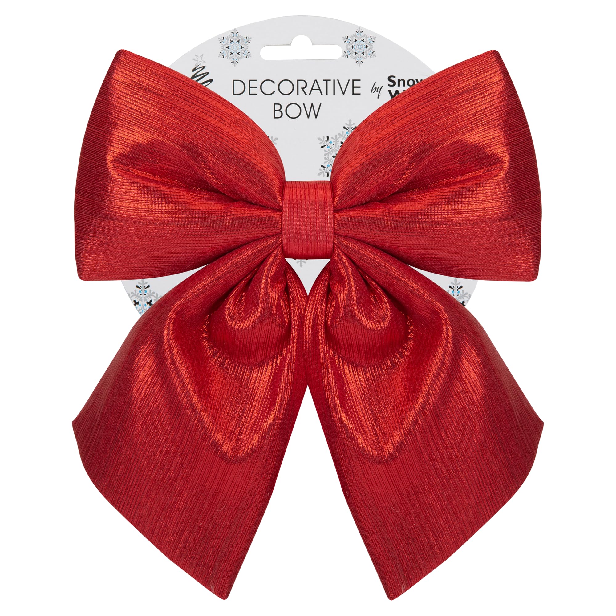 Pms Red Shiny Fabric Bow 20Cm X 24Cm – Large Decorative Bow With Shiny Finish – Christmas Tree, Wreath, Garland, Hamper, And Display Decoration