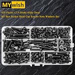 MYWISH 420Pcs M5 Assortiment de boulons, M5 x 8/10/12/16/20/25/30mm, 12.9 Acier au carbone de qualité, écrous et rondelles, vis assorties et boulons Mywish