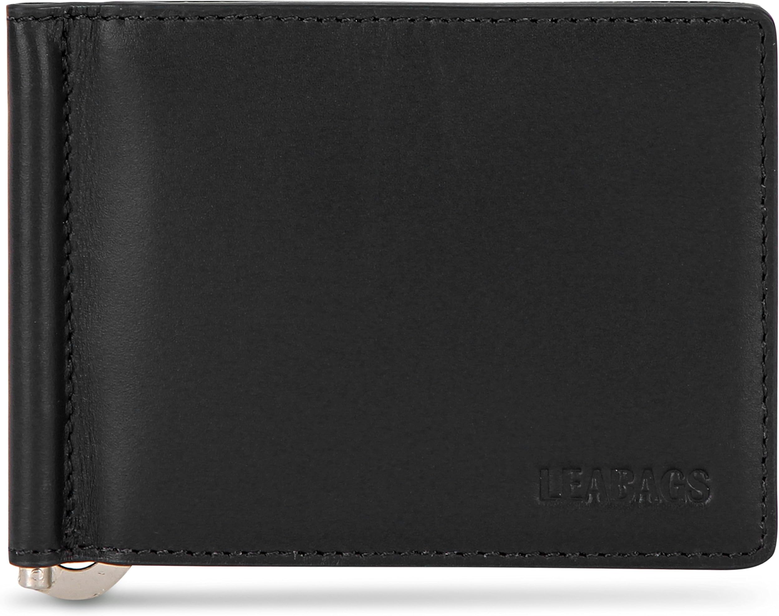 LEABAGS Scranton genuine calfskin leather wallet in vintage style - Black