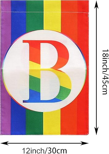 Miniatura 10 de ZXvZYT Bandera de orgullo arcoíris con monograma y letra P de bienvenida, banderas de jardín, bandera del orgullo gay LGBT, 12 x 18 pulgadas, de