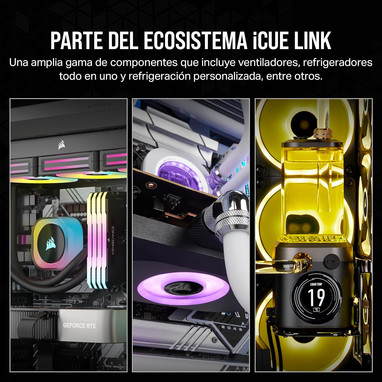 Corsair iCUE Link QX140 RGB 140mm de Cúpula Magnética Ventiladores de Doble Kit de Inicio con Concentrador de Sistema iCUE Link – Negro 9