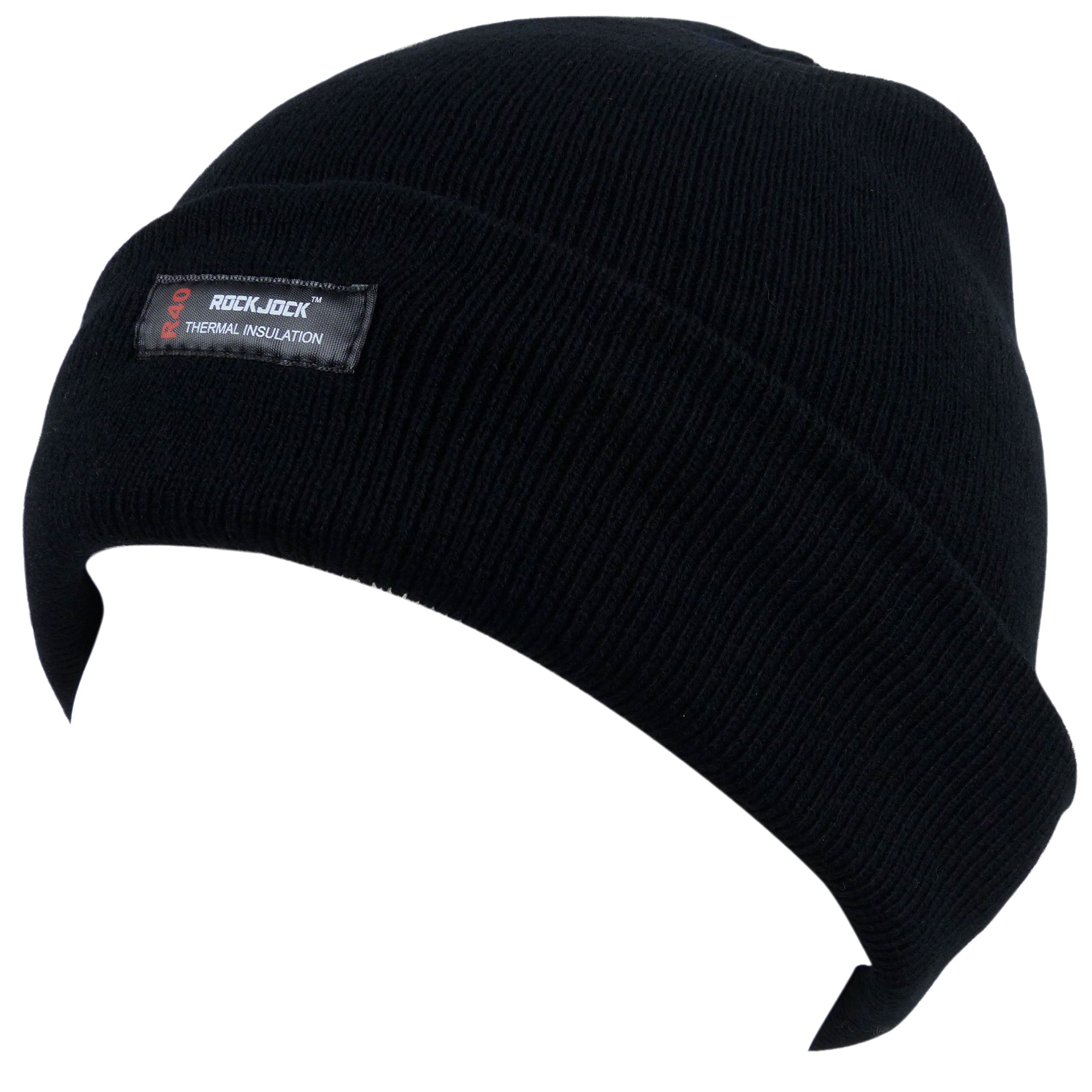 Rockjock Men's Black R40 Thermal Insulation Beanie Hat One Size