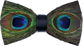 Novelty Feather Bow Tie Natural Material Handmade Pre-tied Bowtie with Gift BOX