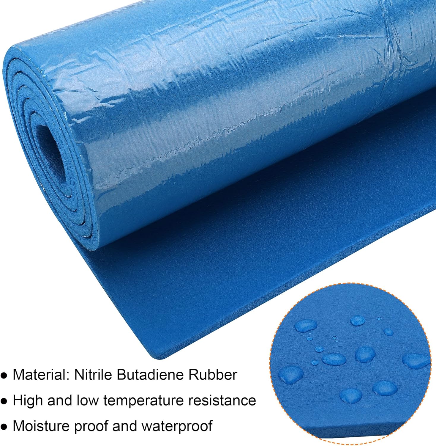 MECCANIXITY Insulation Board 6.56ft Long 1.64ft Width 0.4 Inch Thick Adhesive Heat Resistant Thermal Barrier Foam Sheet for Wall HVAC Pipe Blue