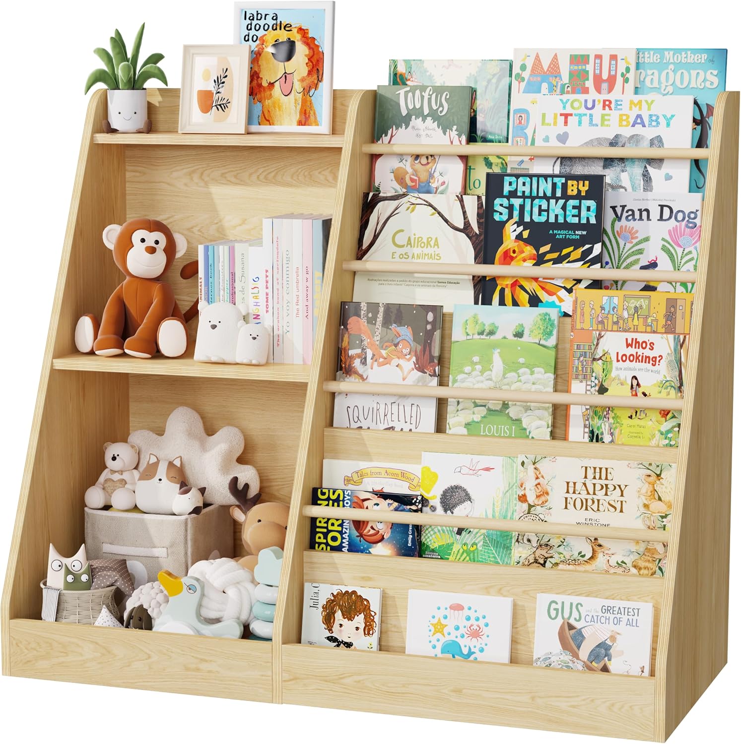 Lkeiyay 5 Tier Kids Bookshelf,Baby Bookshelf,Toy and Book Storage for Kids,Book Display Shelf,Natural - Image 7