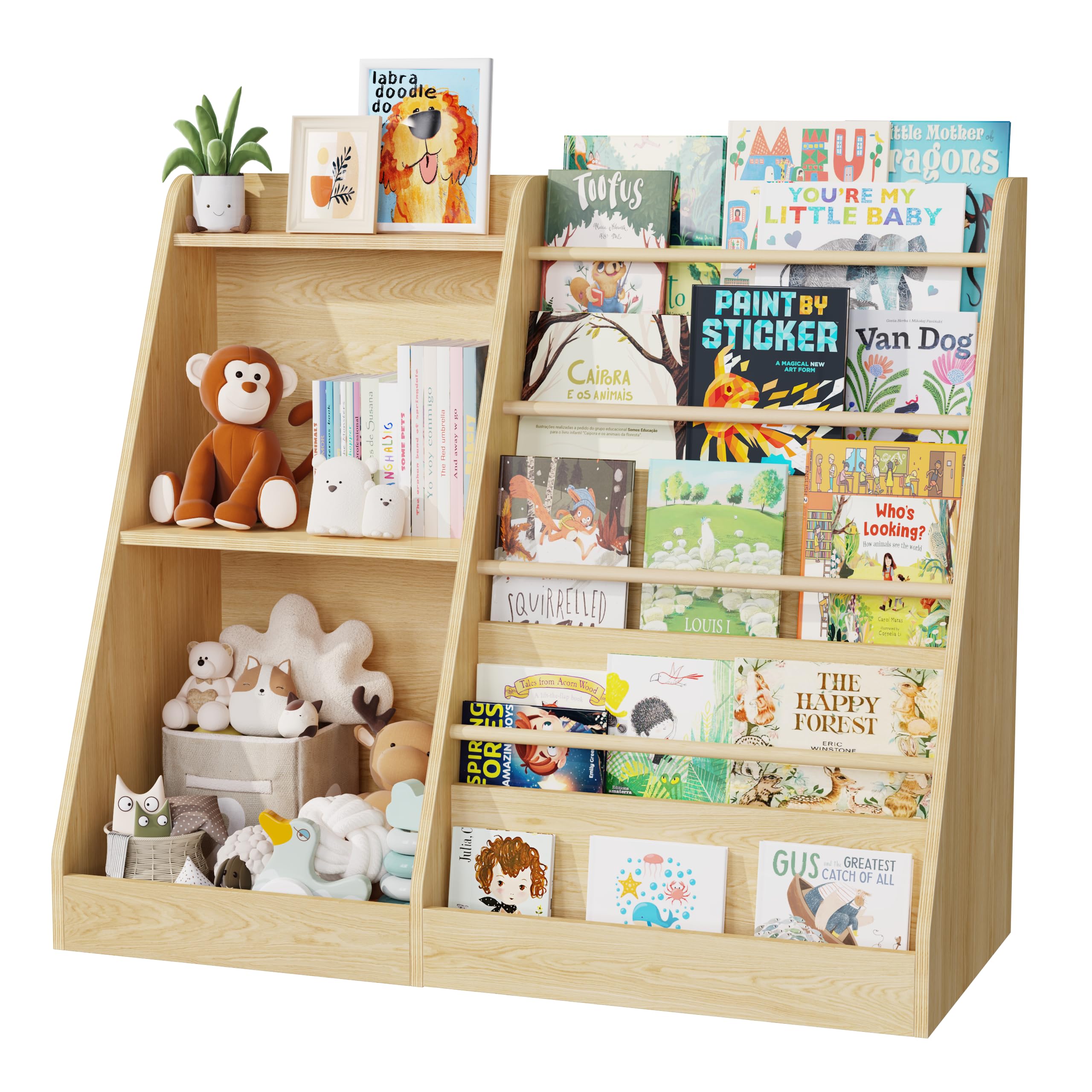 Lkeiyay 5 Tier Kids Bookshelf,Baby Bookshelf,Toy and Book