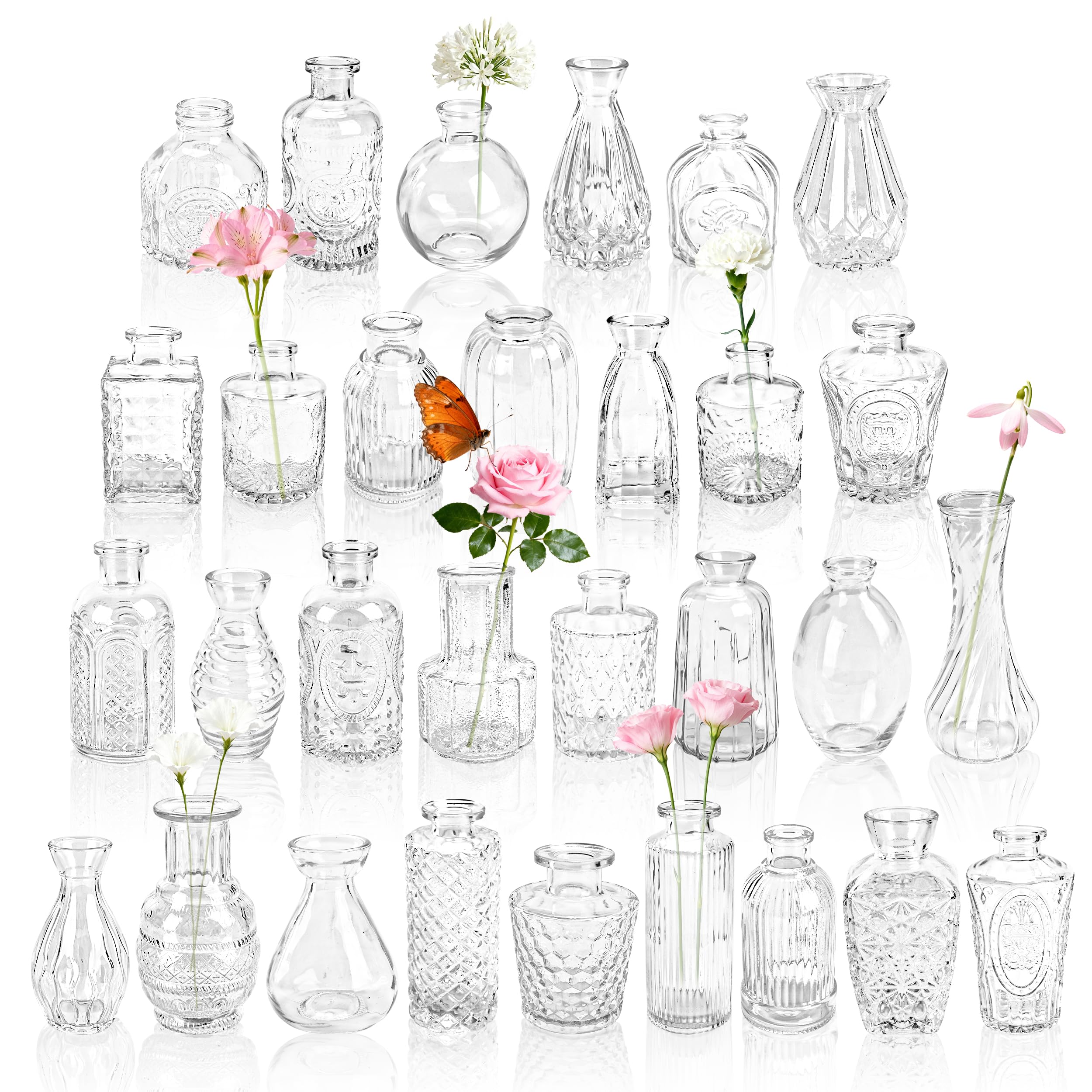 Petits vases à bourgeons de fleurs pour centres de table de mariage et soirées d'anniversaire