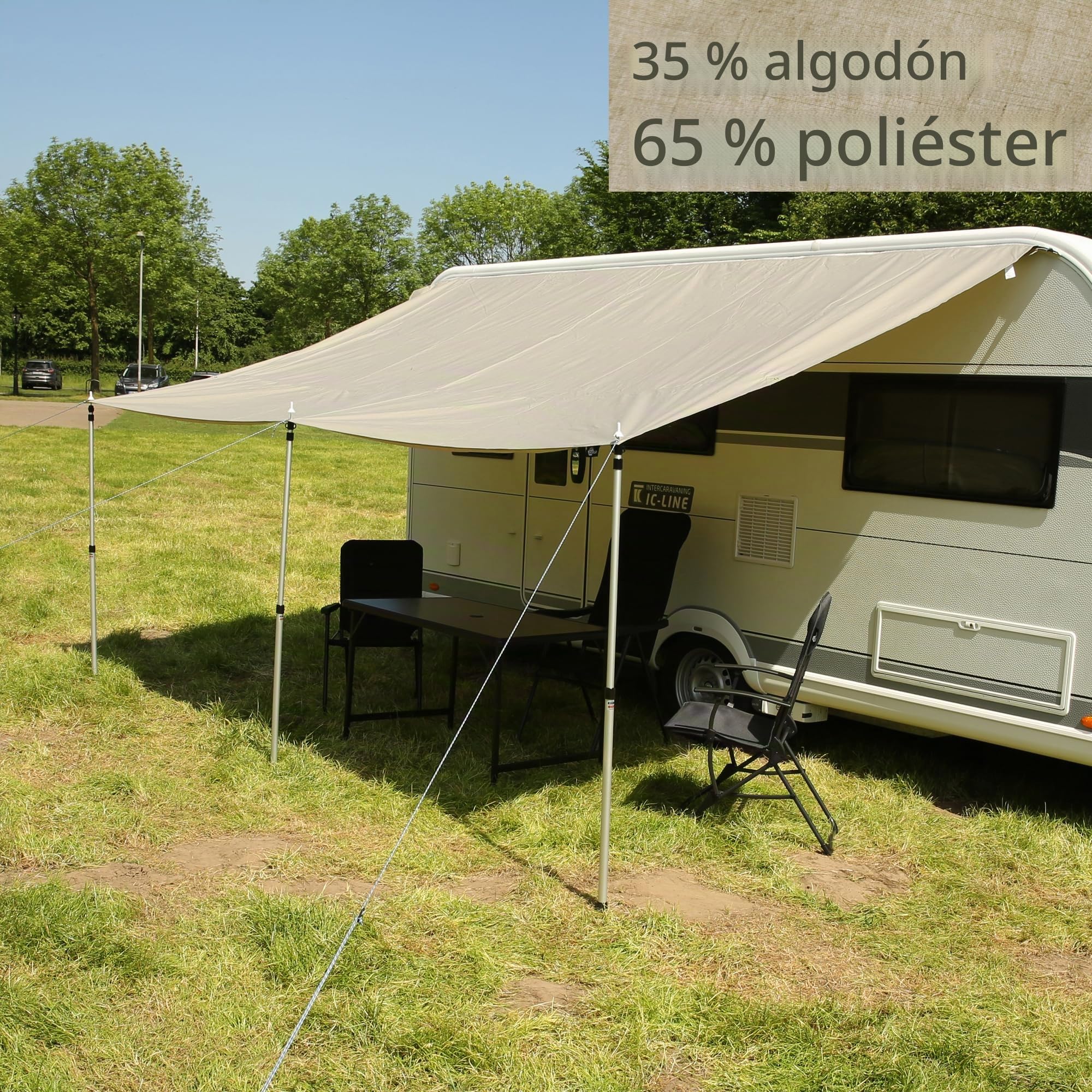 your GEAR Caravan Cotton Tarp TC 400 x 240 - Toldo para caravana (incluye barras, toldo de algodón)