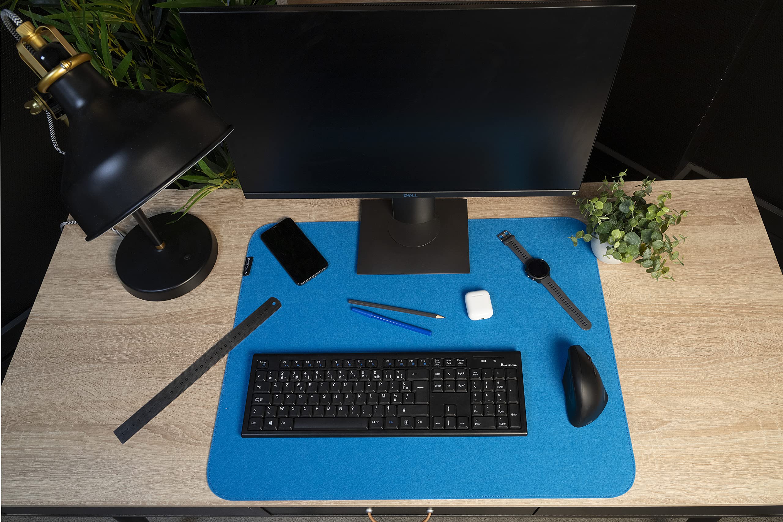 Exacompta - Réf. 29812E - Carton de 10 Sous-mains Teksto - fabriqués en feutrine RPET - protège bureau, tapis de souris - 50x65 cm - couleur turquoise- livrés à plat