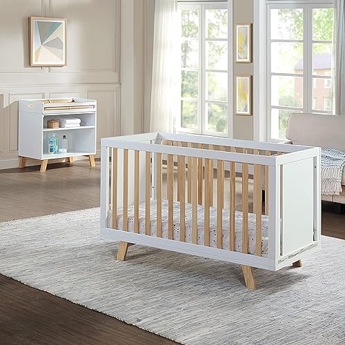 Suite Bebe Livia - Cuna convertible en blanco y natural