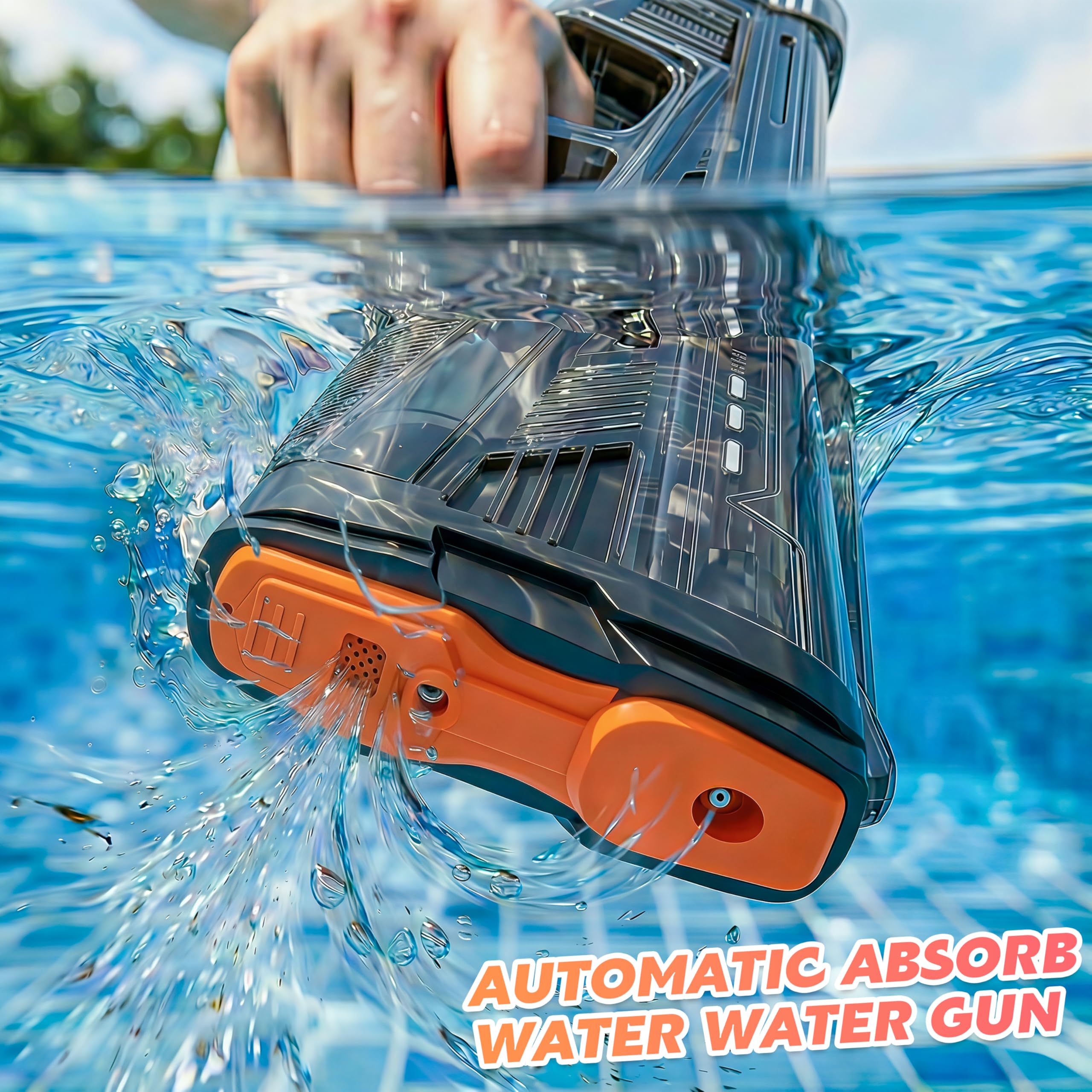 Electric Water Gun for Adults Kids Type-C Charging Port, Automatic High Powered Squirt Gun,Powerful Shooting Long Range Auto Water Blaster, Outdoor Toy Pool Party Game (Black) — view 3