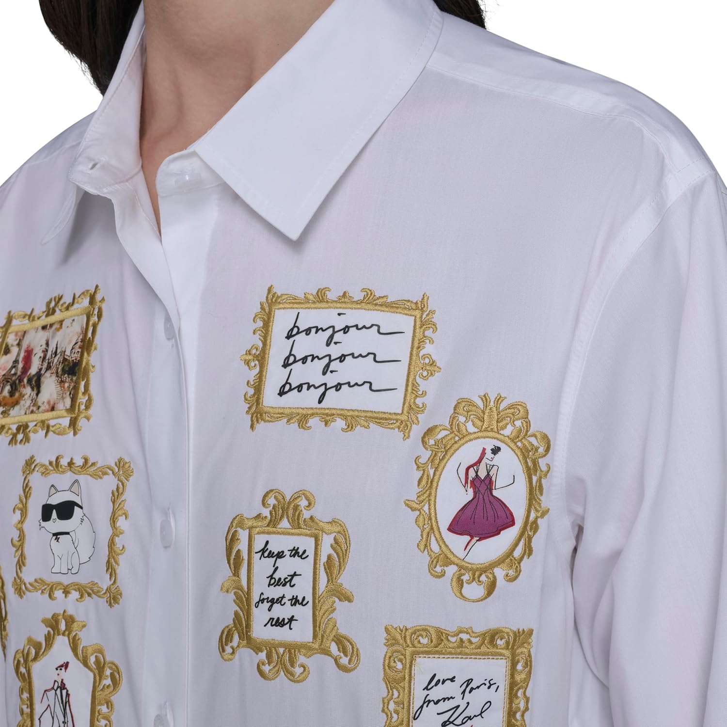Karl Lagerfeld Womens Long Sleeve Oversized Everyday Whimsy Button Down - Image 7