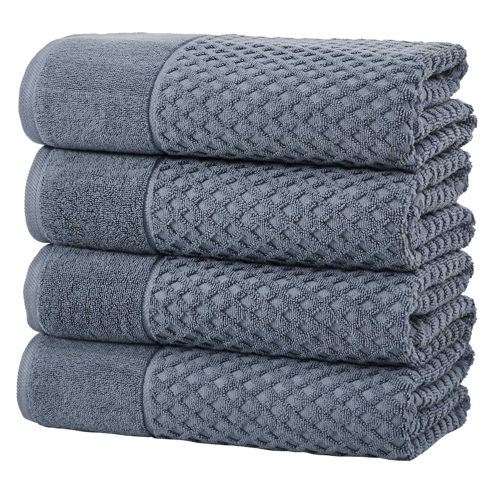 Serviettes de bain 100% coton bleu lot de 4 absorbantes Grayson