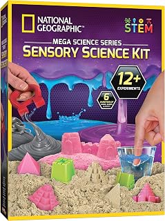 National Geographic Mega Sensory Science Kit: Slime, Putty, Play Sand Experiments for Kids - STEM Sensory Toys Boys Girls
