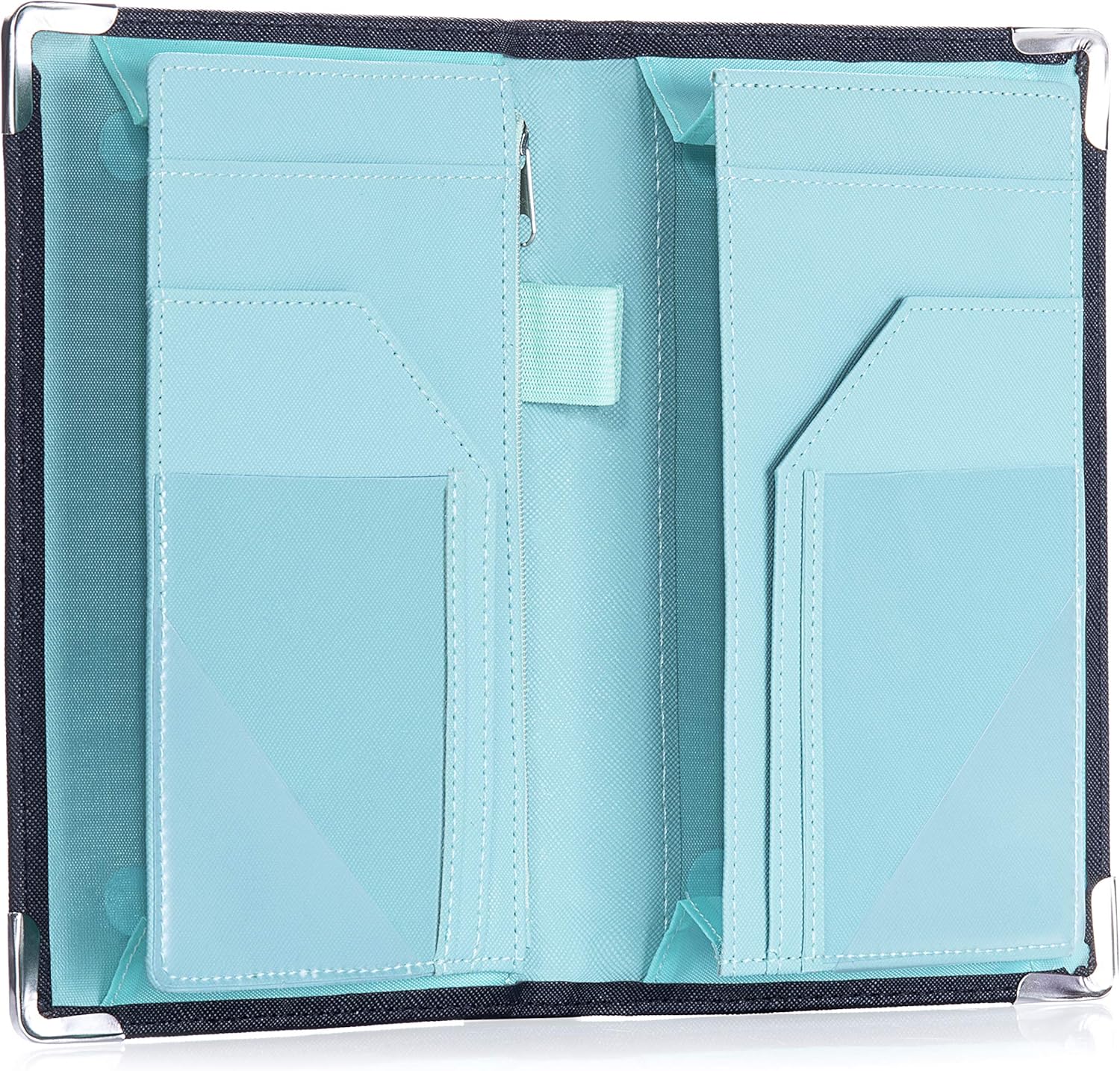 New Product Sonic Server 11-Pocket Server Book Organizer with Double Magnetic Pockets, Zipper Pouch for Waitress Waiter Waitstaff | Marble and Cross-Textured (5x8 Black, Cross-Textured PU Leather)